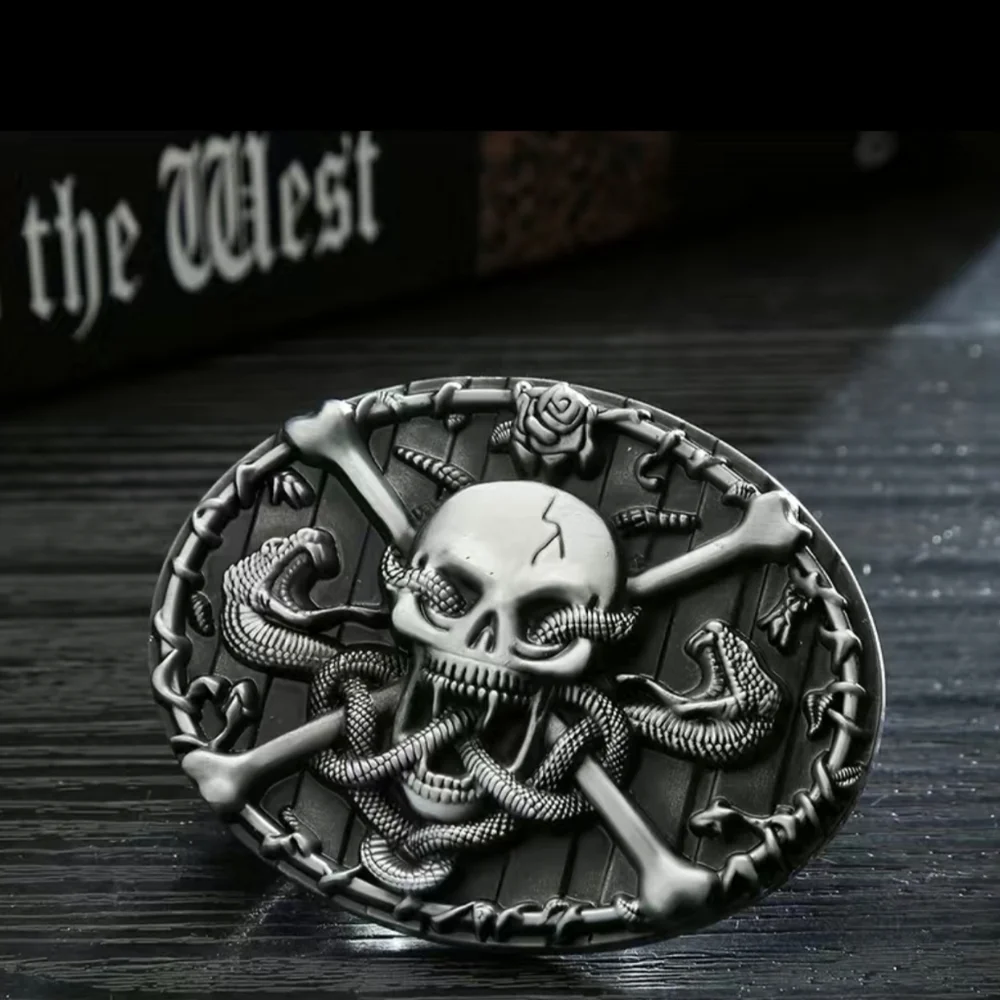 New Western Cowboy Skull Pattern Buckle Pirate Belt Buckle Retro Pants, T3MISB2A